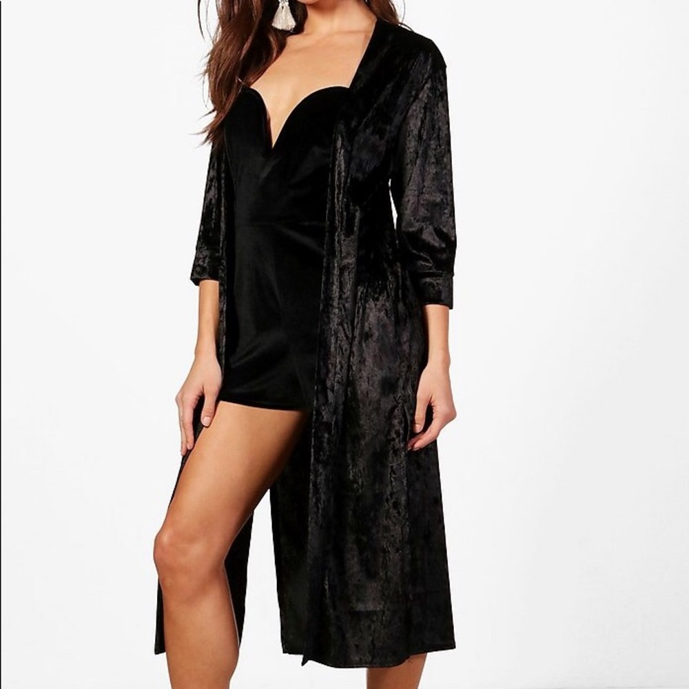 Black crushed velvet duster